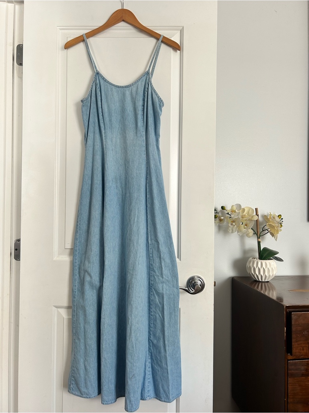 Vintage Lew Magram Collection Spaghetti Strap Denim Maxi Dress